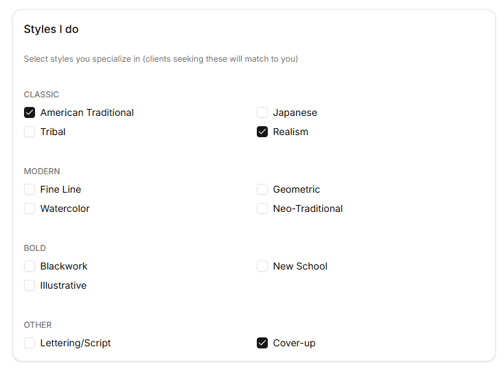 Artist Profiles & Preferences